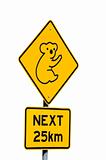 Koalas Next 25km - Australian Sign