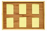 Notice board with six blank stickies