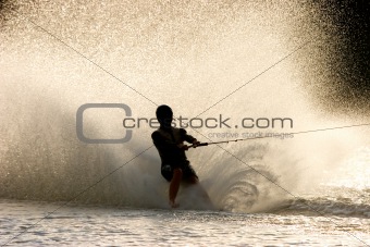 Barefoot water skier