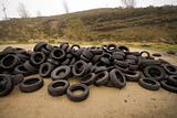 old tyres dumped on the moor