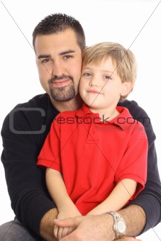 father and son isolated on white