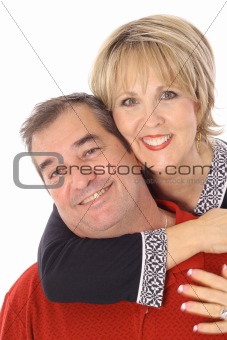 happy couple smiling isolated on white