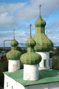 View of ancient cathedral's cupola from bell tower