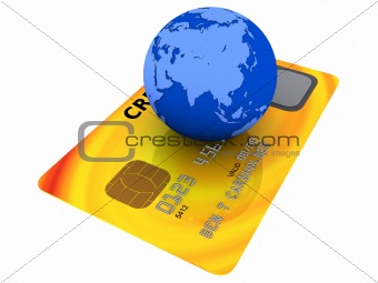 globe on a credit card