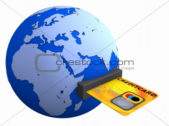 globe and credit card
