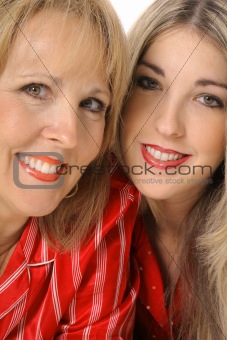 mother daughter headshot vertical isolated