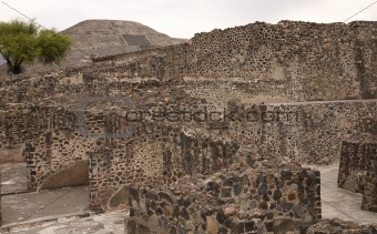 Moon Pyramid With Ruins Teotihuacan Mexico