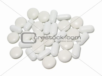 Mix of tablets on white background