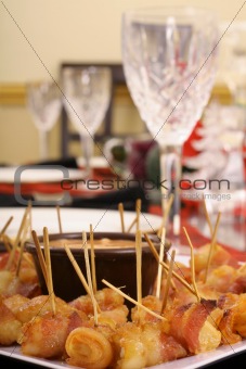 shot of a table setting with appetizers