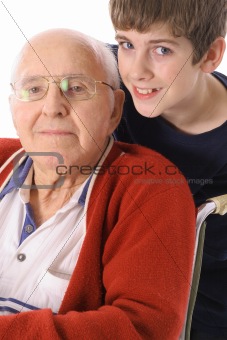 shot of a Great Grandfather and Grandson together vertical