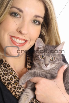 shot of a gorgeous blonde with kitty cat