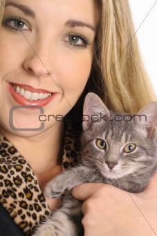 shot of a gorgeous girl with kitten