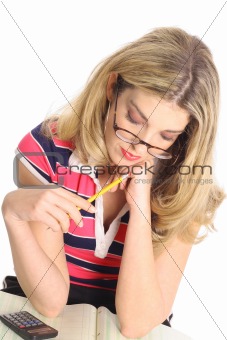shot of a woman working on spreadsheet