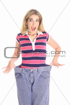 shot of weight loss surprise jeans