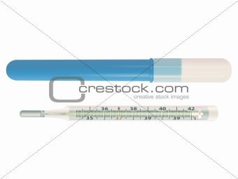 Medical thermometer with a case