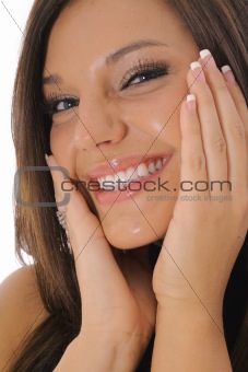 shot of a gorgeous latino model with perfect nails