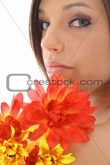 shot of a beautiful model with flowers