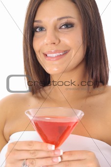 shot of a beautiful model with a drink