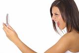 shot of a woman screaming at cellphone