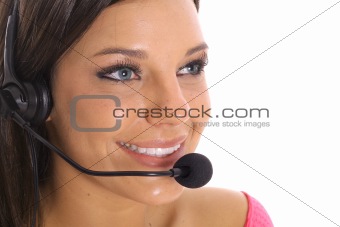 shot of brunette customer service