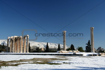 Olympius Zeus Temple in Winter