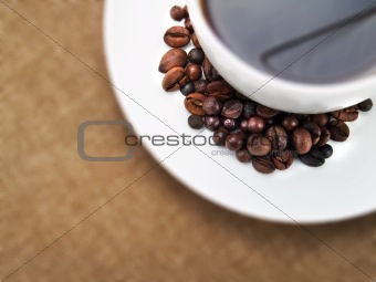Coffee cup with beans