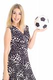 shot of a gorgeous blonde holding soccer ball