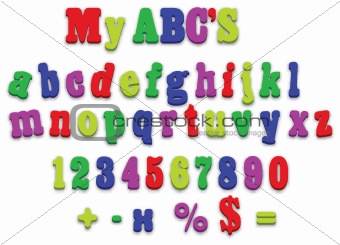Vector fridge magnet alphabet spelling letters