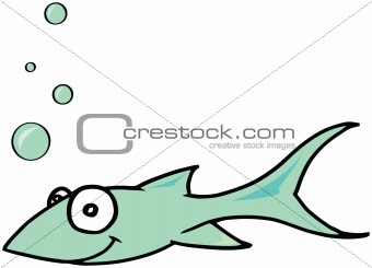 Cute Fish Blowing Bubbles Illustration Vector