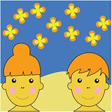 Boy and Girl Durring Summer Time Illustration Vector