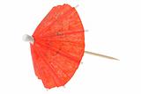 red asian cocktail umbrella on pure white