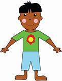 Cute African boy With Green Shirt Vector Illustration