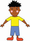 Cute African boy With Yellow Shirt Vector Illustration