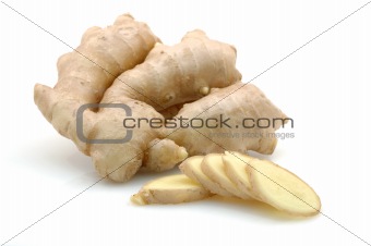 Whole and sliced ginger