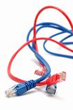 Blue and red network cables