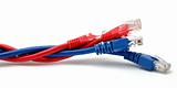 Blue and red network cables