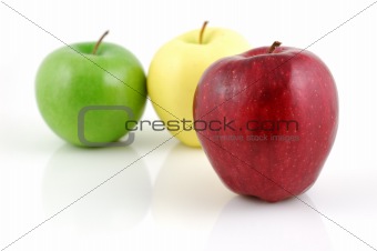 Red, green and golden apples