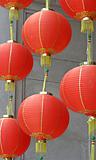 Chinese Red Lanterns Hanging in the Wind