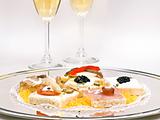 Appetizer with caviar, champagne and other delights
