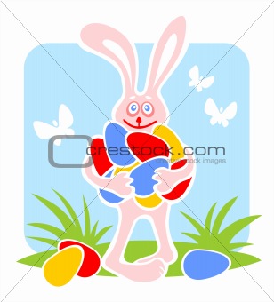 rabbit and easter eggs