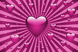 Pink hearts sunburst