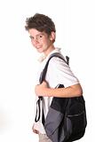 shot of a school boy with book bag