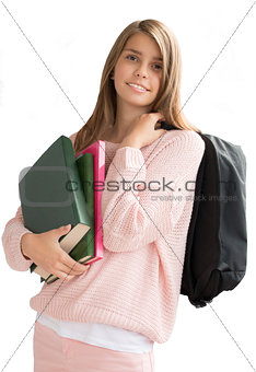 Teenage girl with  school bag