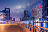Marina Dubai with Milky Way