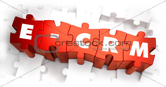 Word - E-CRM on Red Puzzle.