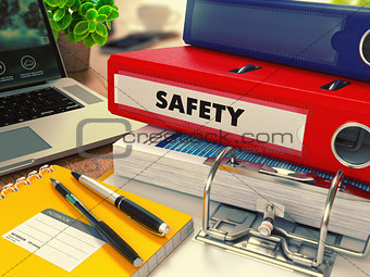 Red Office Folder with Inscription Safety.