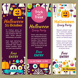 Halloween Holiday Vector Party Invitation Template Flyer Set