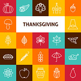Line Art Thanksgiving Day Holiday Icons Set