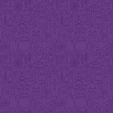 Thin Holiday Line Halloween Purple Seamless Pattern