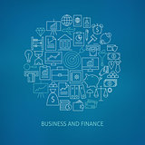 Thin Line Finance Business Money Icons Set Circle Shaped Concept